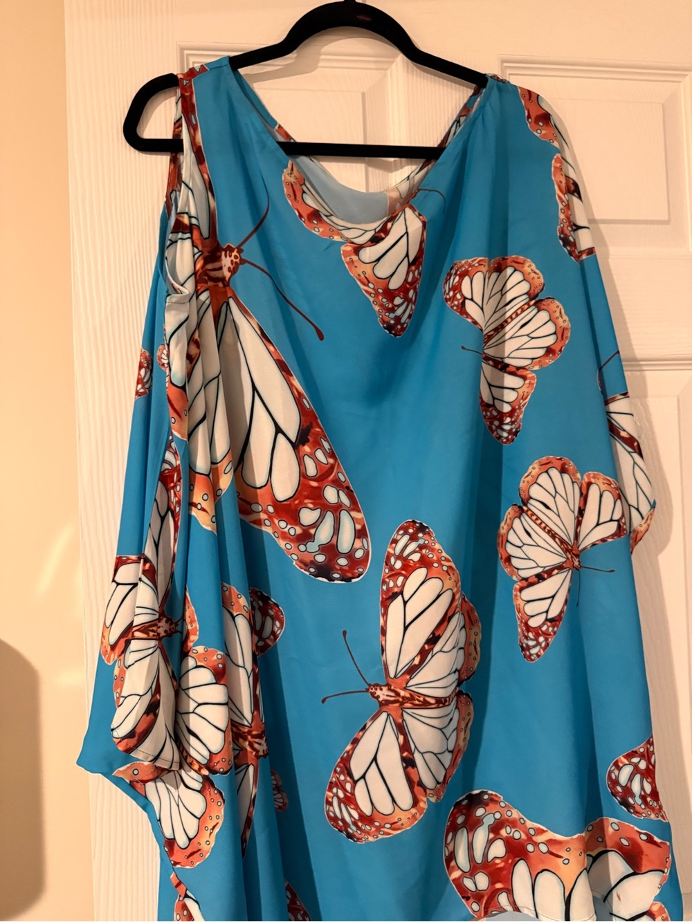 Brunello Cucinelli Blue Butterfly-Print Silk Tunic - Picture 3 of 4